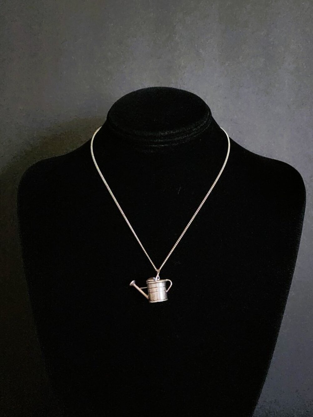 VTG 80s 925 Sterling Silver 3D Watering Can Pendant & 925 Chain Necklace 15.5" - Picture 5 of 9